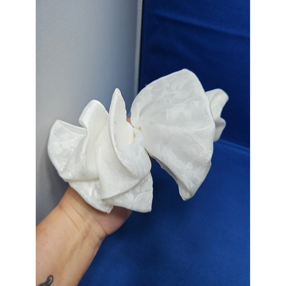 Vintage Hair Bow Satin Oversized Barrette Clip 8